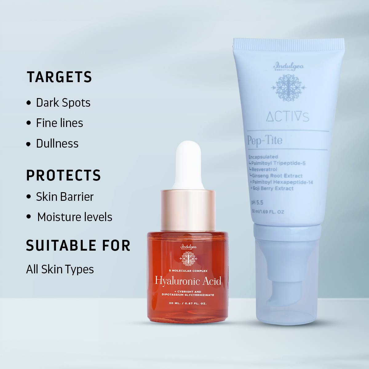 COMBO : Five Molecular Complex Hyaluronic Acid & Pep Tite - Skin Firming Moisturizer