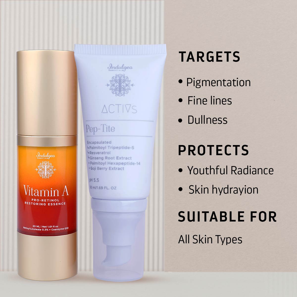 COMBO : Vitamin A Pro Retinol Restoring Essence + Pep Tite - Skin Firming Moisturizer