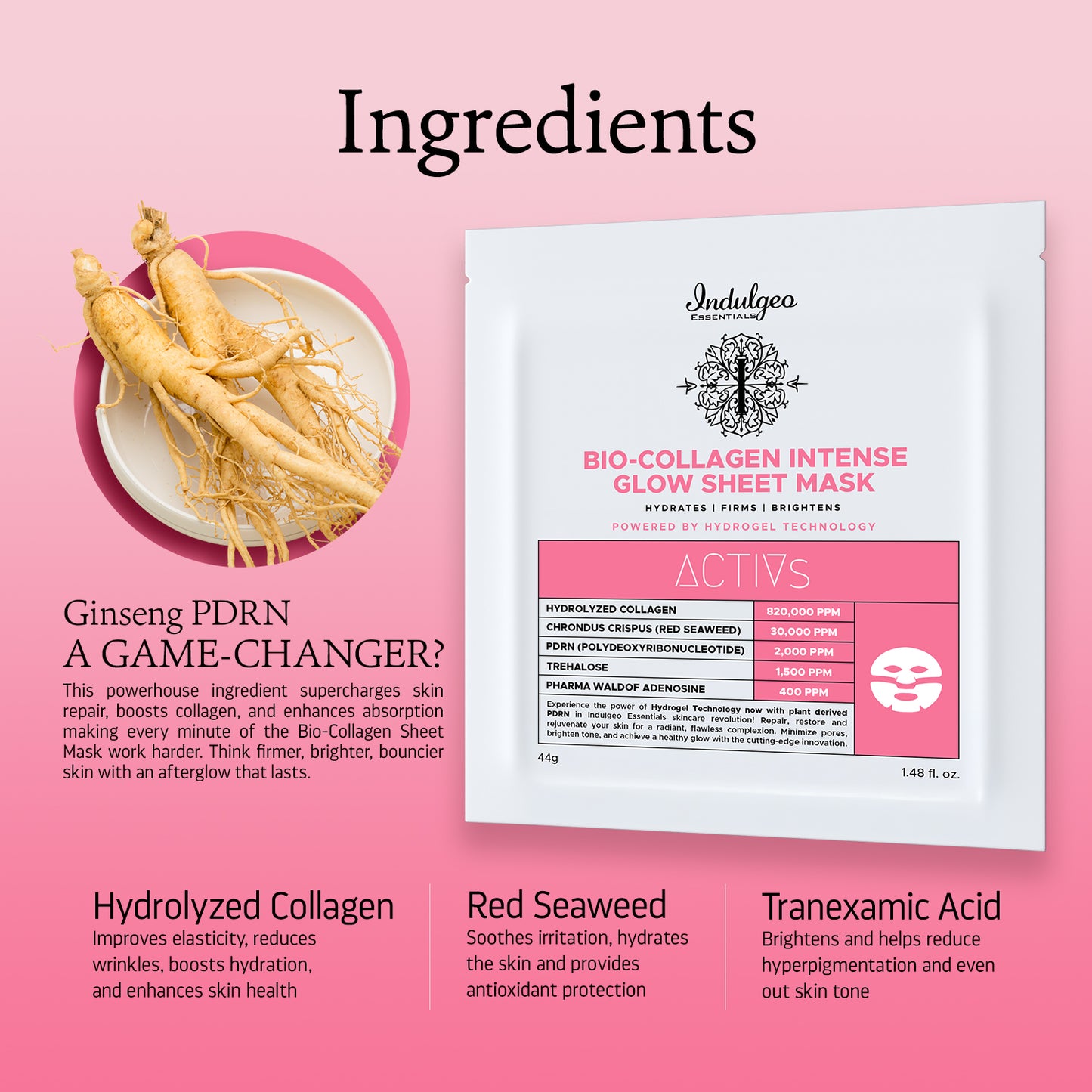 Ginseng PDRN - Bio Collagen Intense Glow Sheet Mask (new)
