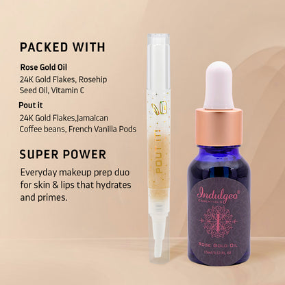 Rose Gold Oil Combo With Nourishes Lips Oil