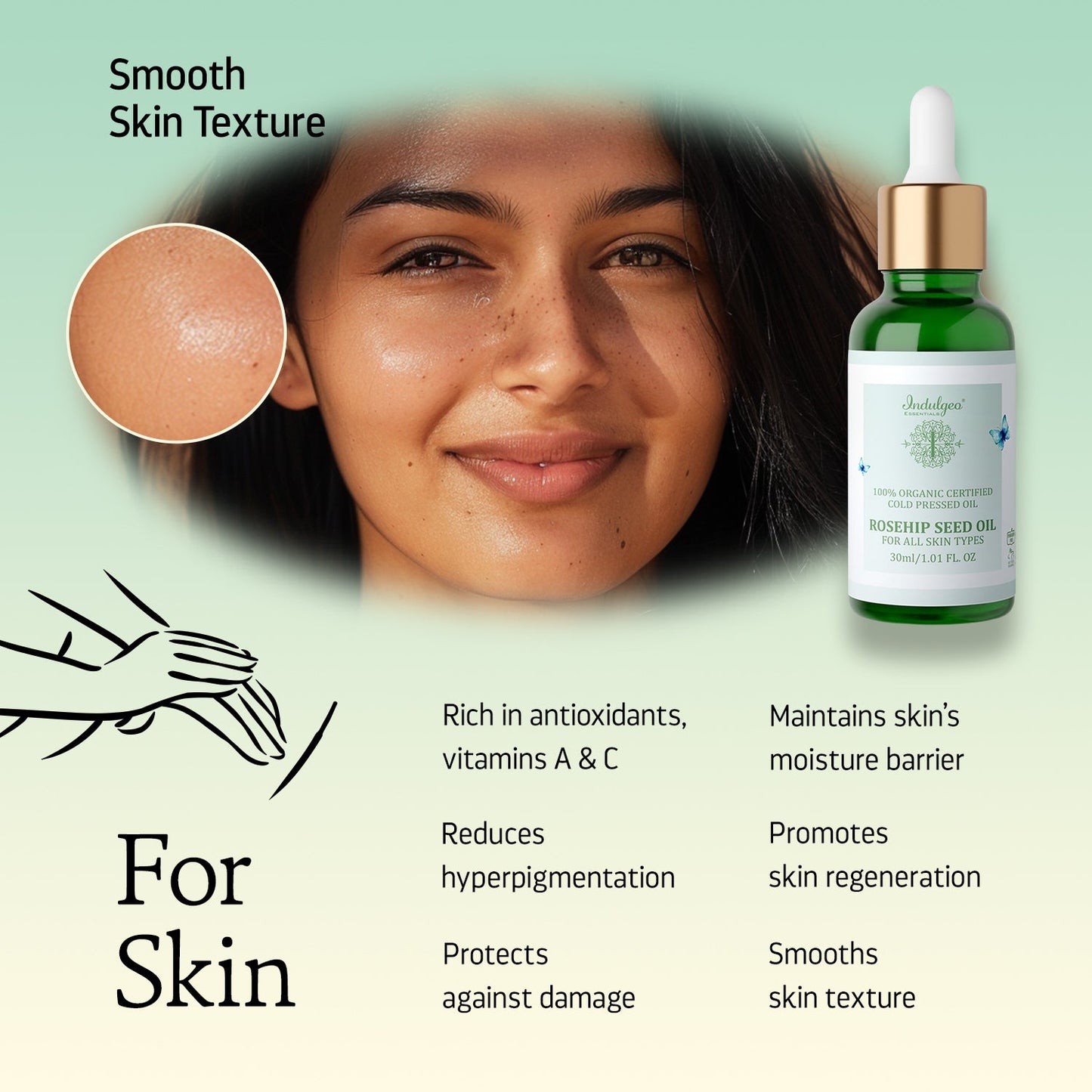 Rosehip Oil - 100% Cold Pressed Oil for Repair & Brightening (30ml)