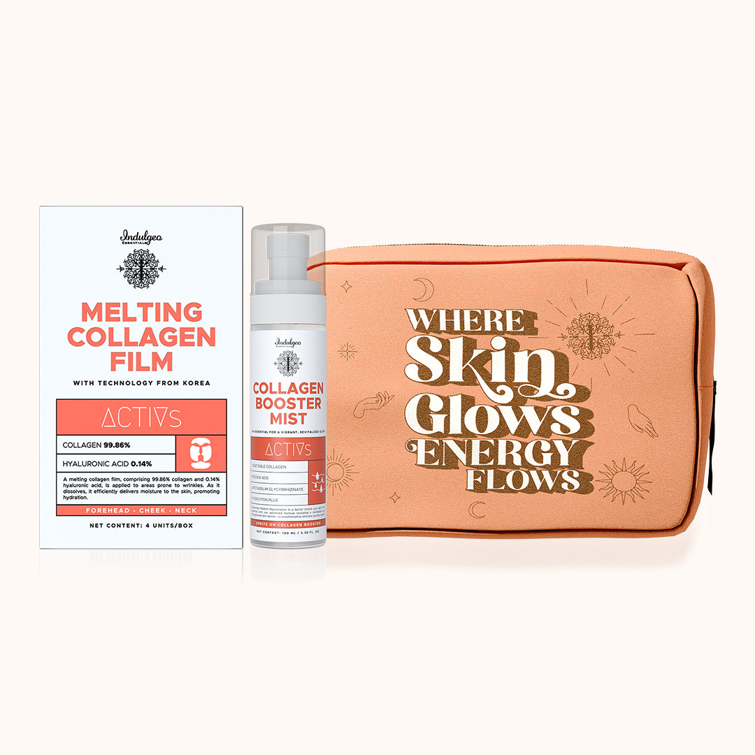 COMBO: Collagen Booster Mist & Melting Collagen Film (2 Sachets) & Orange Canvas Pouch