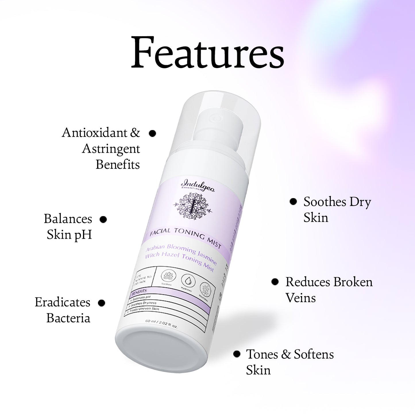 Arabian Blooming Jasmine Witch Hazel Facial Toning Mist For Dry Skin (60ml)