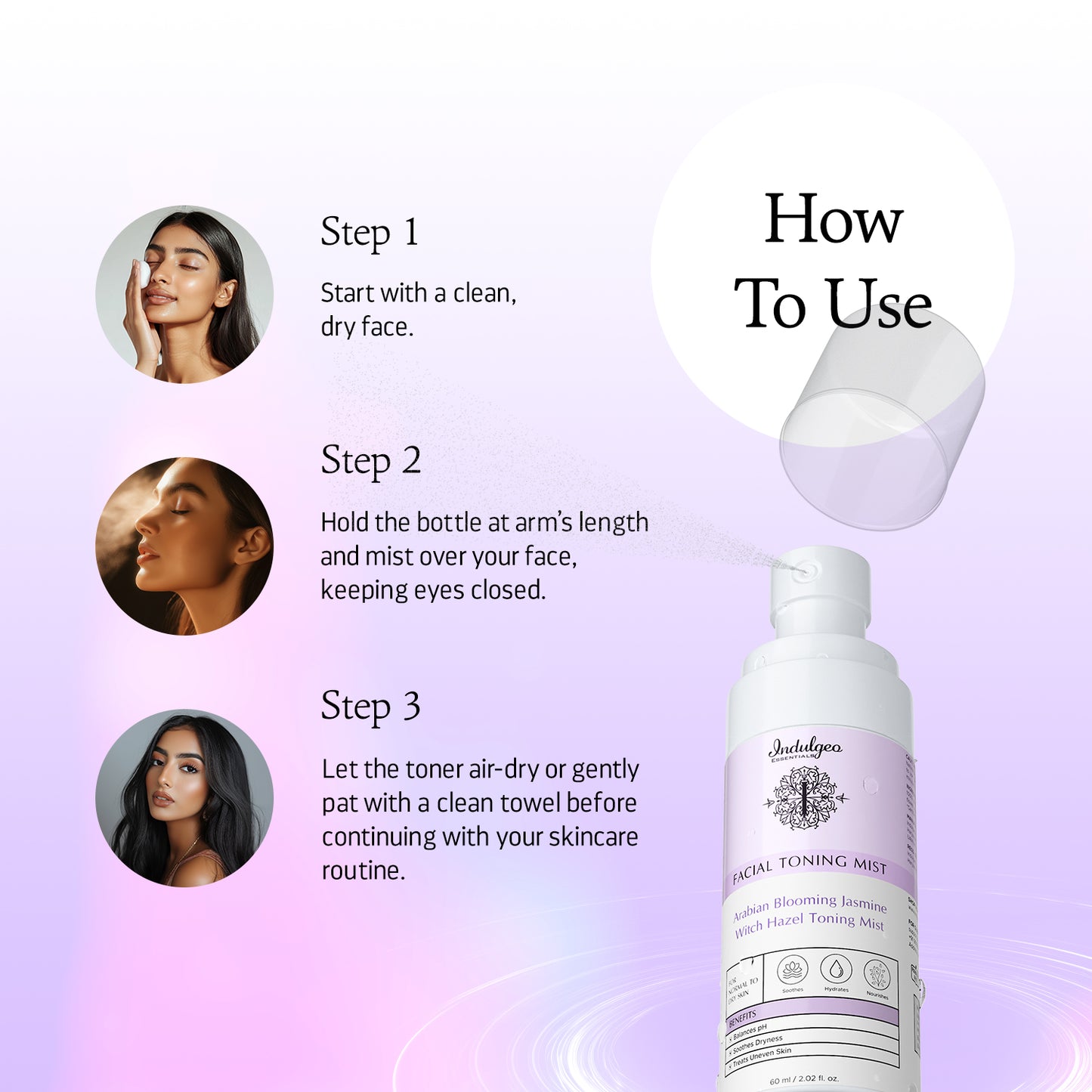 Arabian Blooming Jasmine Witch Hazel Facial Toning Mist For Dry Skin (60ml)