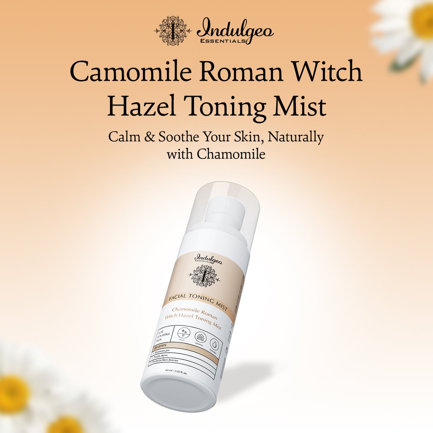 Chamomile Roman Witch Hazel Facial Toning Mist For Sensitive Skin (60ml)