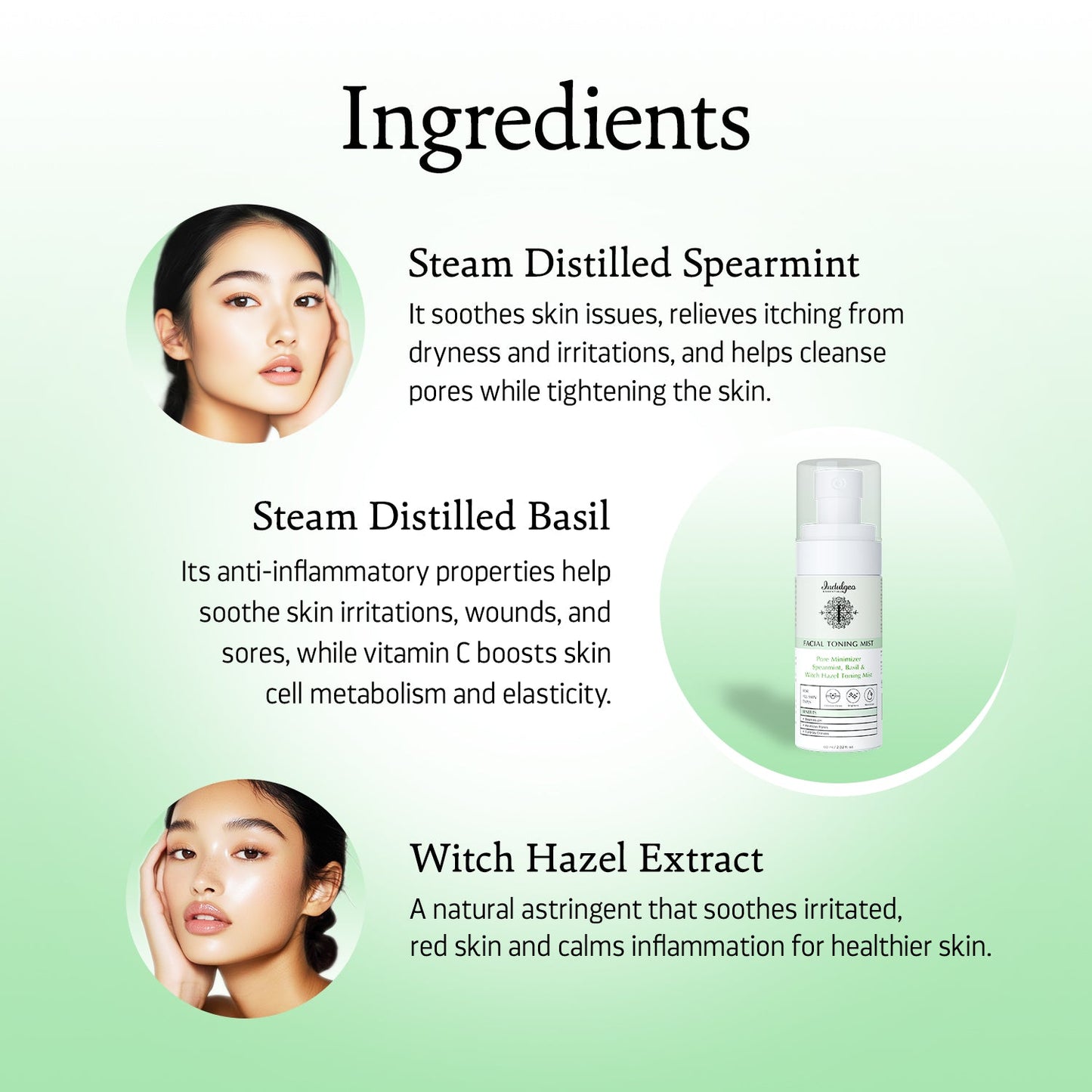 Pore Minimizer Spearmint And Basil Witch Hazel Facial Toning Mist For All Skin Types (60ml)
