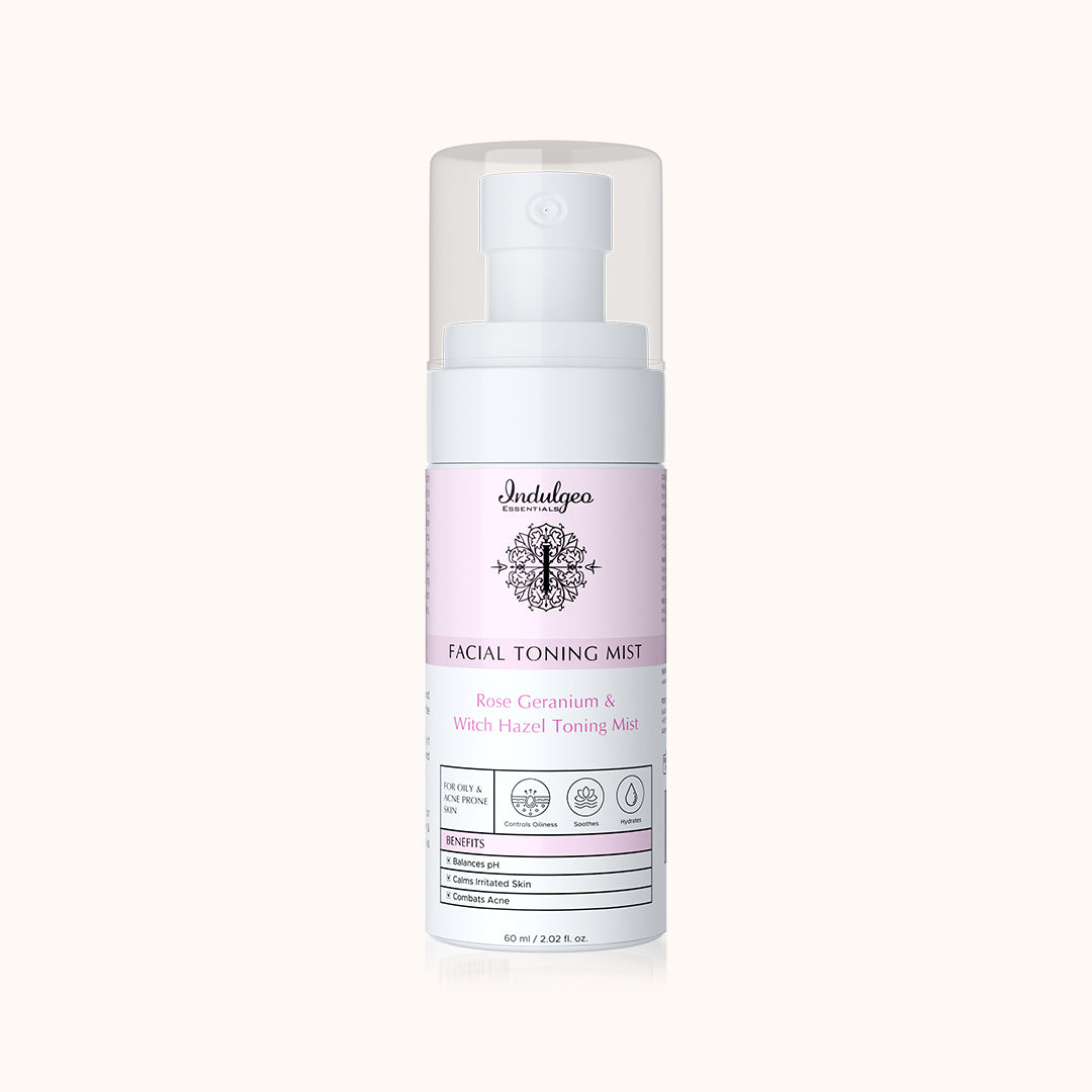 Rose Geranium Witch Hazel Facial Toning Mist For Oily Acne Prone Skin (60ml)