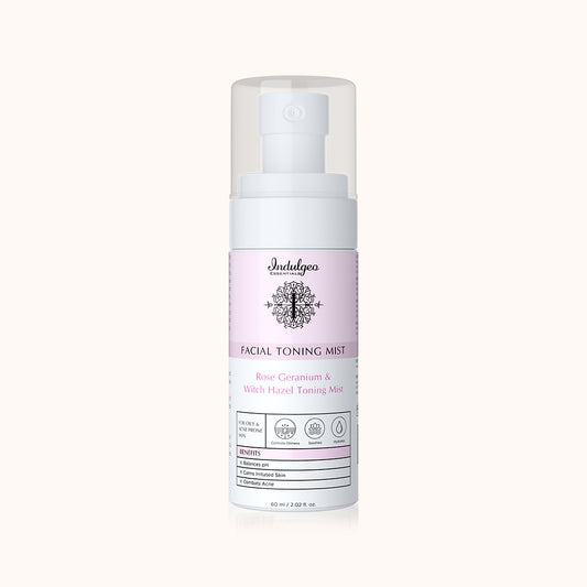 Rose Geranium Witch Hazel Facial Toning Mist For Oily Acne Prone Skin (60ml)