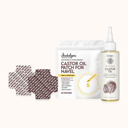 Combo: 100% Cold Pressed Castor Oil (200ml) + Navel Stick On Patches (20 units)