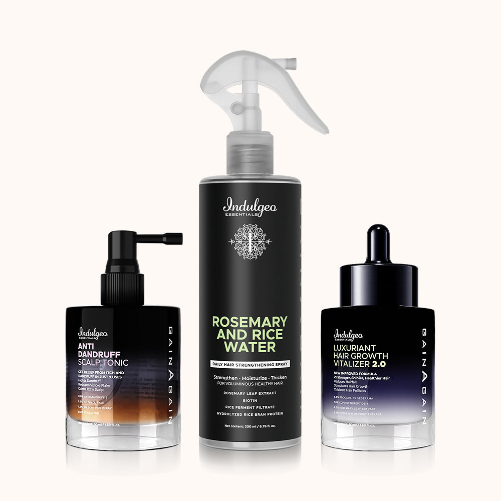 Complete Haircare Combo - Anti Dandruff Scalp Tonic + Hair Vitalizer 2.0 + Rosemary & Rice Water Mist