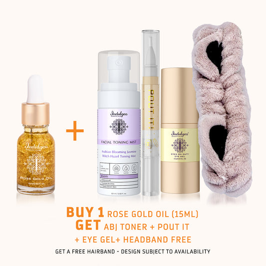 BUY Rose Gold Oil 15ml : GET ABJ Toner, Pout It, Eye Gel, Headband FREE