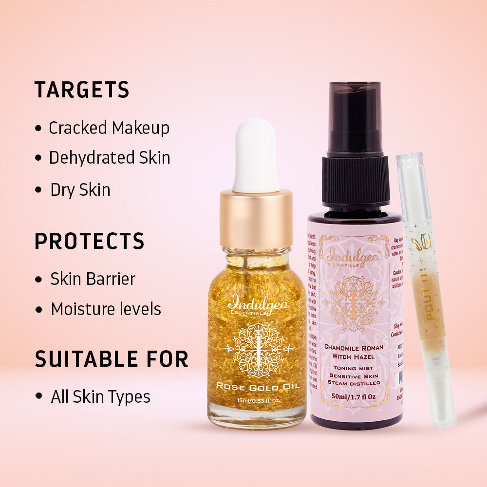 Skin Prep Combo-Rose Gold Oil+Pout It+CRT Mist