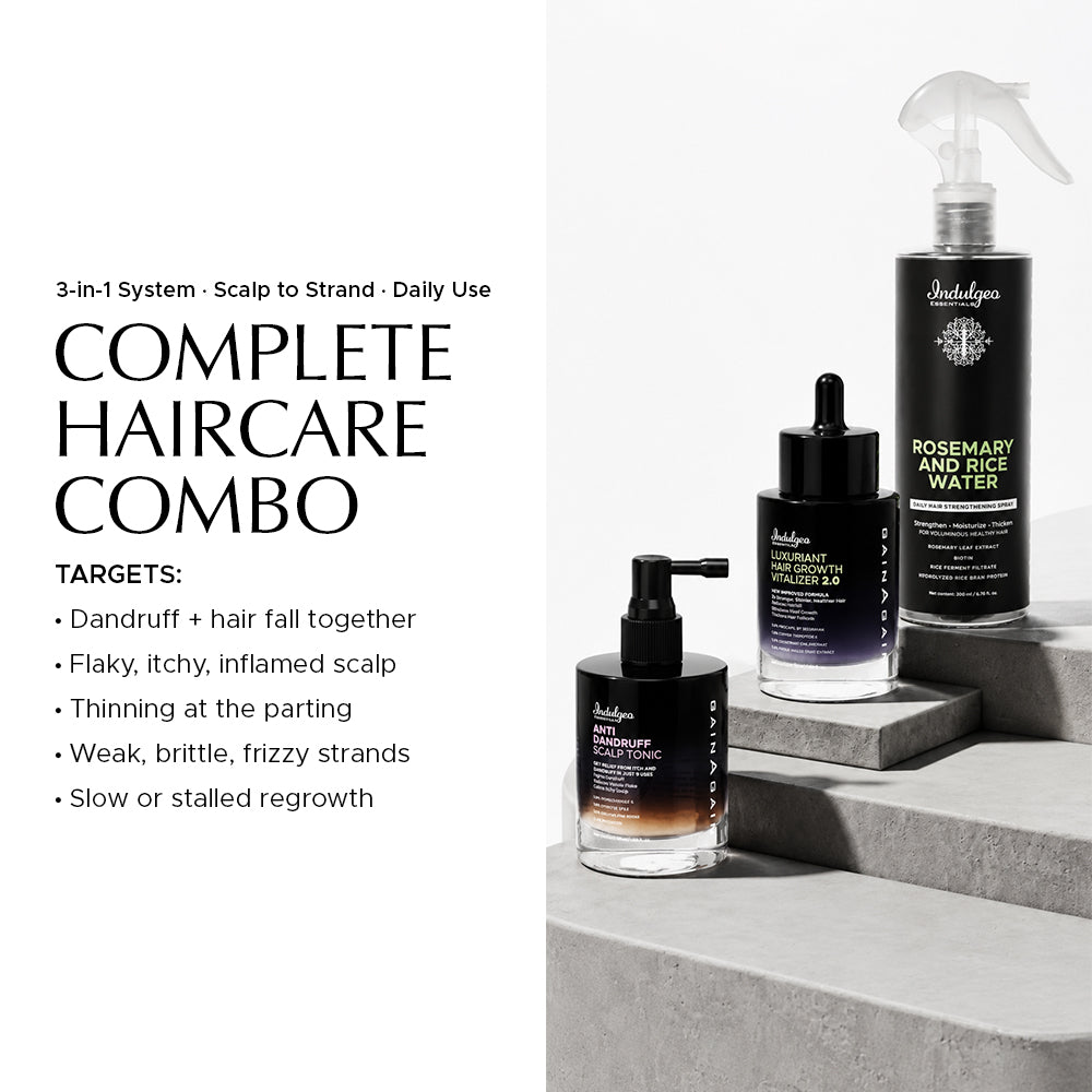 Haircare Combo: Anti-Dandruff Scalp Tonic + Hair Vitalizer 2.0 + Rosemary & Rice Water Mist