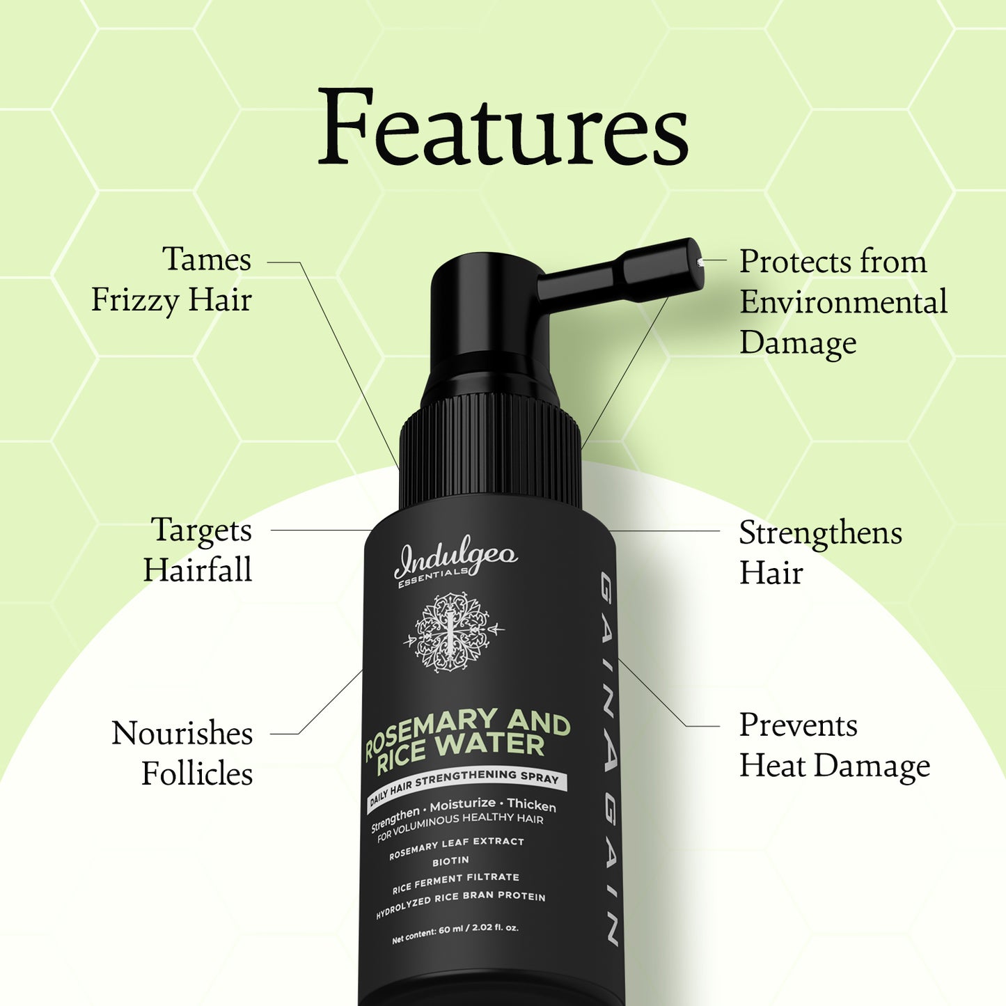 Rosemary & Rice Water Hair Spray Mist For Strengthening & Growth