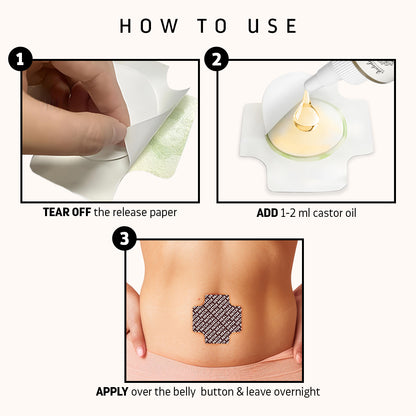 Combo: 100% Cold Pressed Castor Oil (200ml) + Navel Stick On Patches (20 Units)