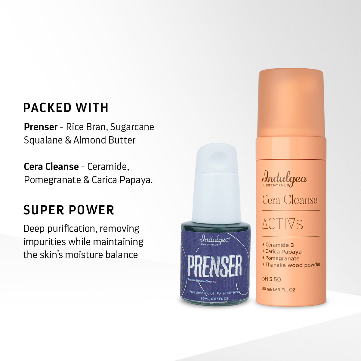 MINI Double Cleansing Combo for All Skin Types - Prenser (20ml) + Cera Cleanse (50ml)