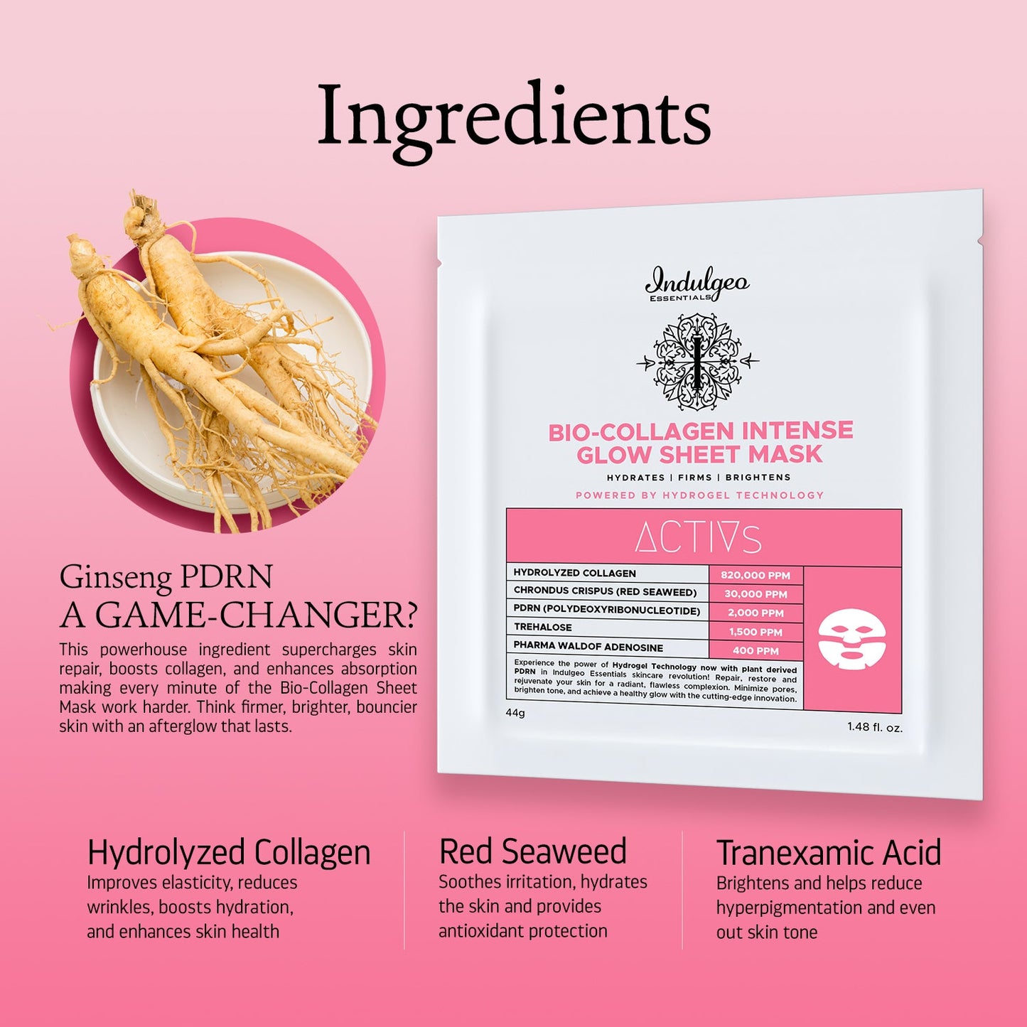 Ginseng PDRN - Bio Collagen Intense Glow Sheet Mask (new)