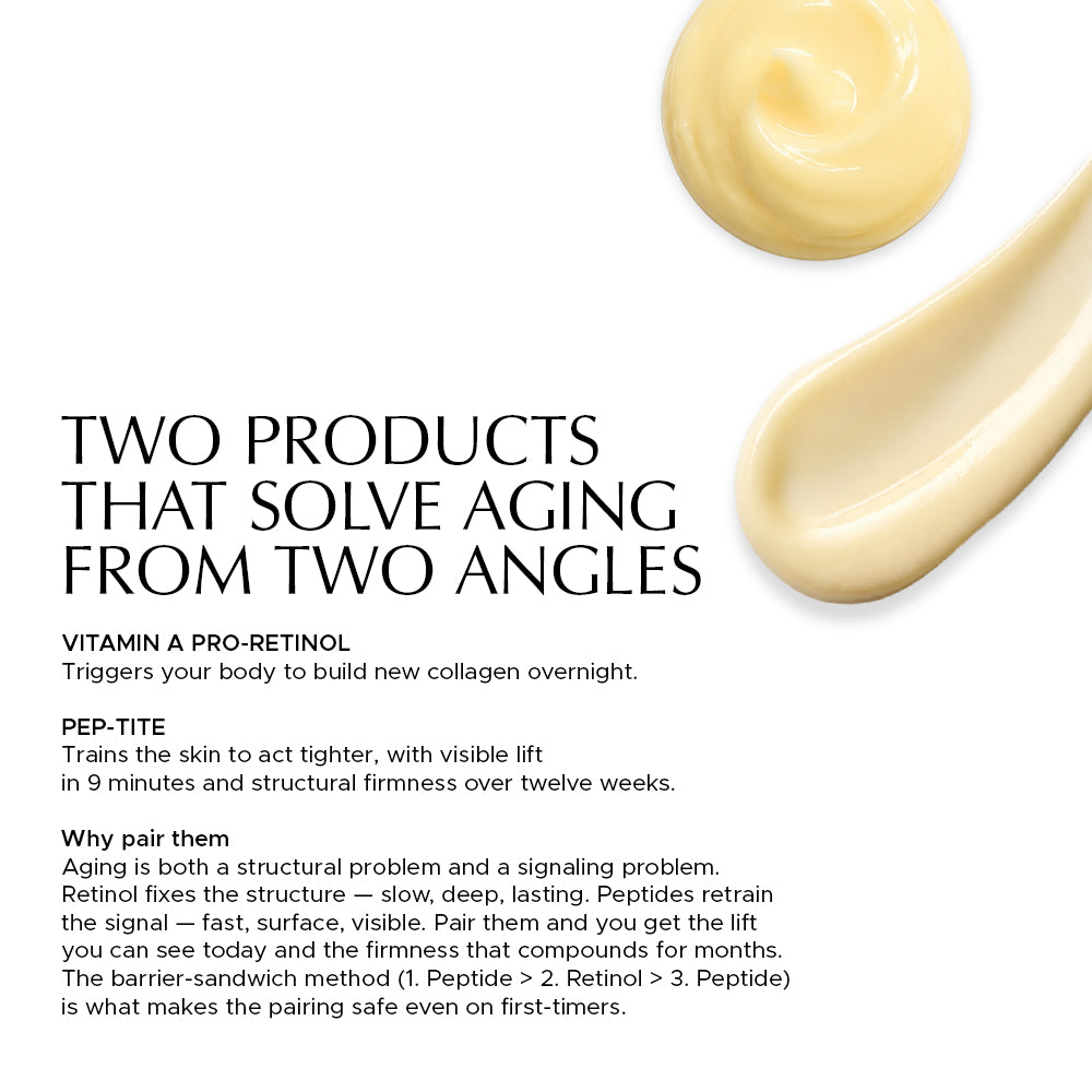 COMBO : Vitamin A Pro Retinol Restoring Essence + Pep Tite - Skin Firming Moisturizer