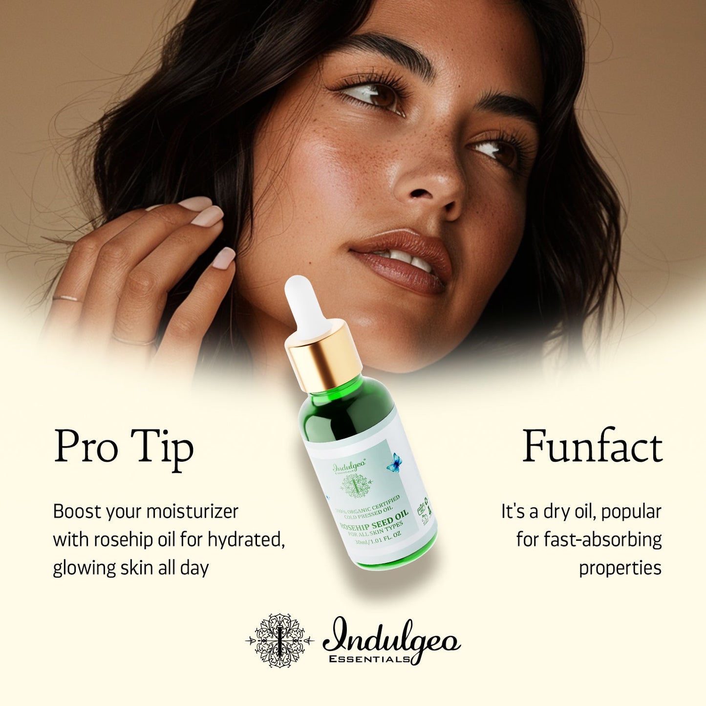 Rosehip Oil - 100% Cold Pressed Oil for Repair & Brightening (30ml)