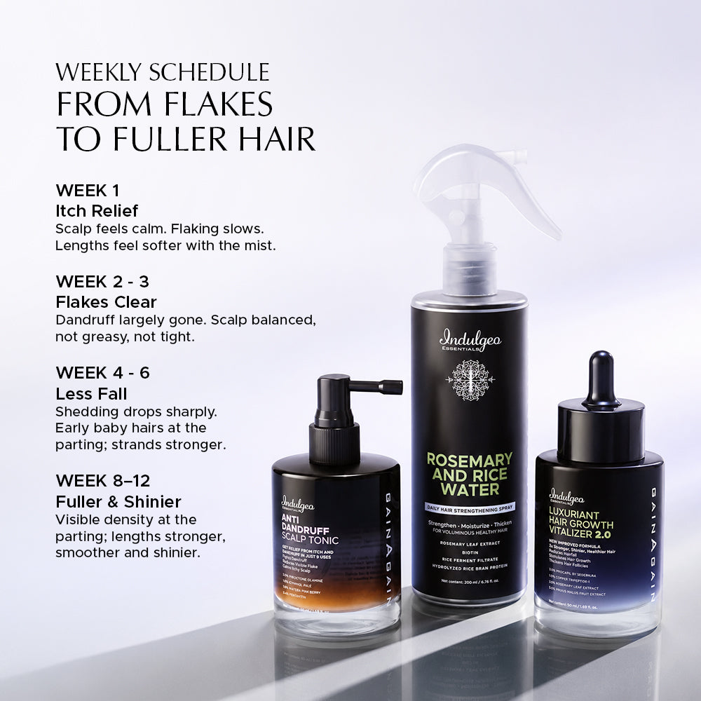 Haircare Combo: Anti-Dandruff Scalp Tonic + Hair Vitalizer 2.0 + Rosemary & Rice Water Mist