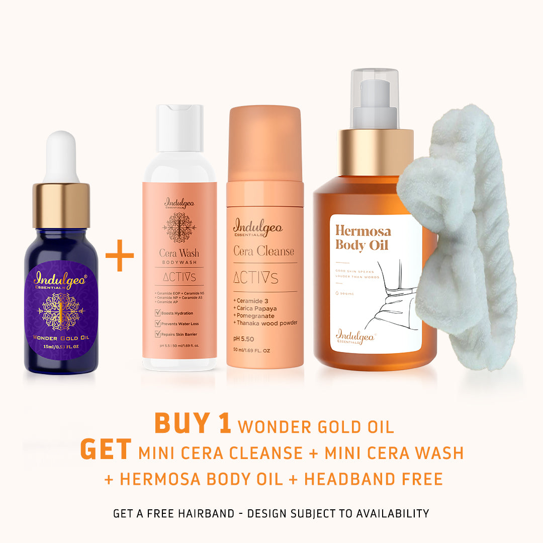 BUY Wonder Gold Oil : GET Mini Cera Cleanse + Mini Cera Wash + Hermosa Body Oil+ Headband