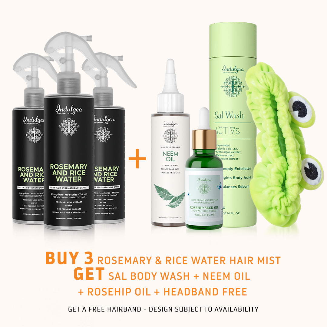 BUY 3 Rosemary & Rice Water Hair Mist - GET Sal Body Wash + Neem Oil + Rosehip Oil + Headband FREE