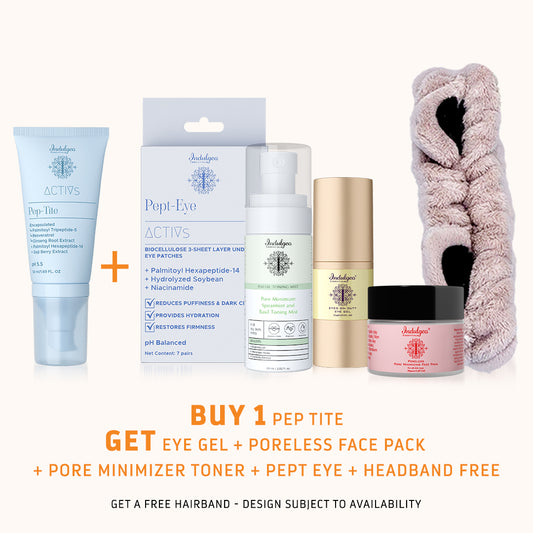 BUY Pep Tite : GET Eye Gel, Poreless Face Pack, Pore Minimizer Toner, Pept Eye Patches, Headband FREE