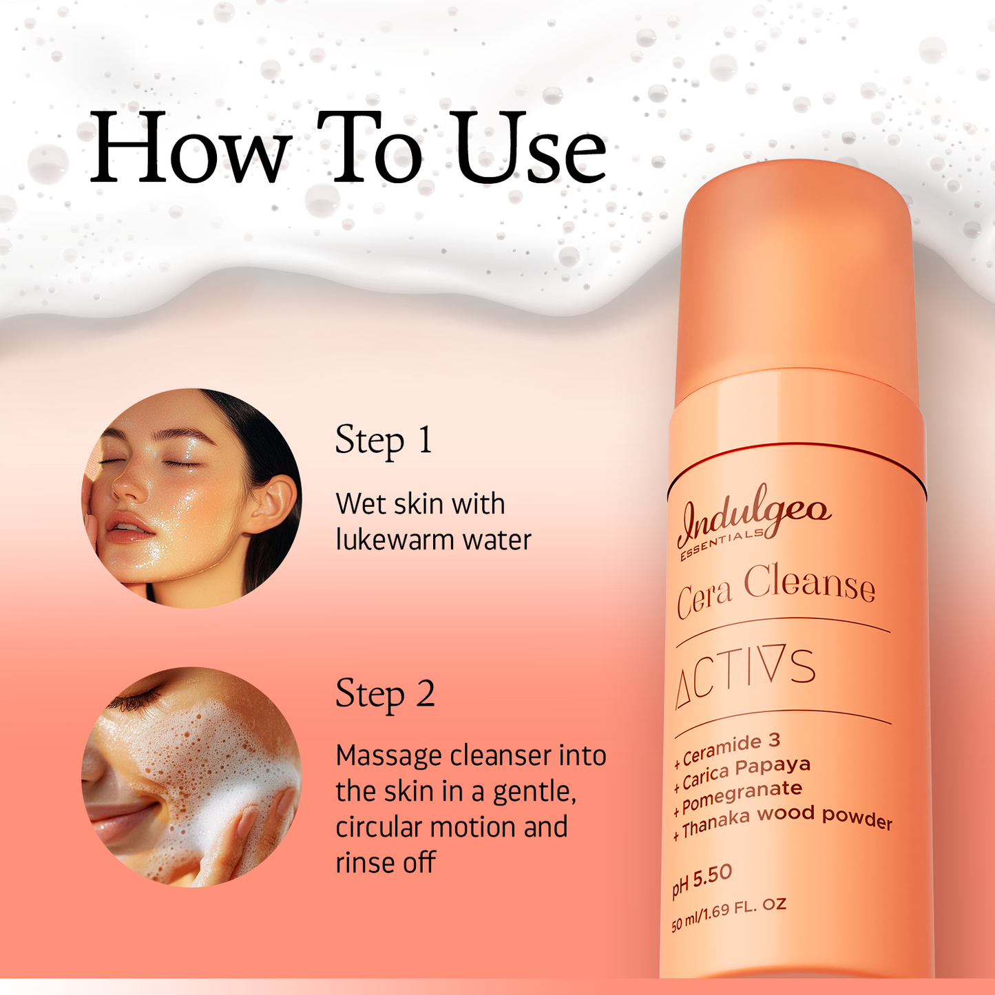 MINI CERA CLEANSE - Ceramide Foaming Face Wash For Barrier Repair & Deep Cleanse (50ml)