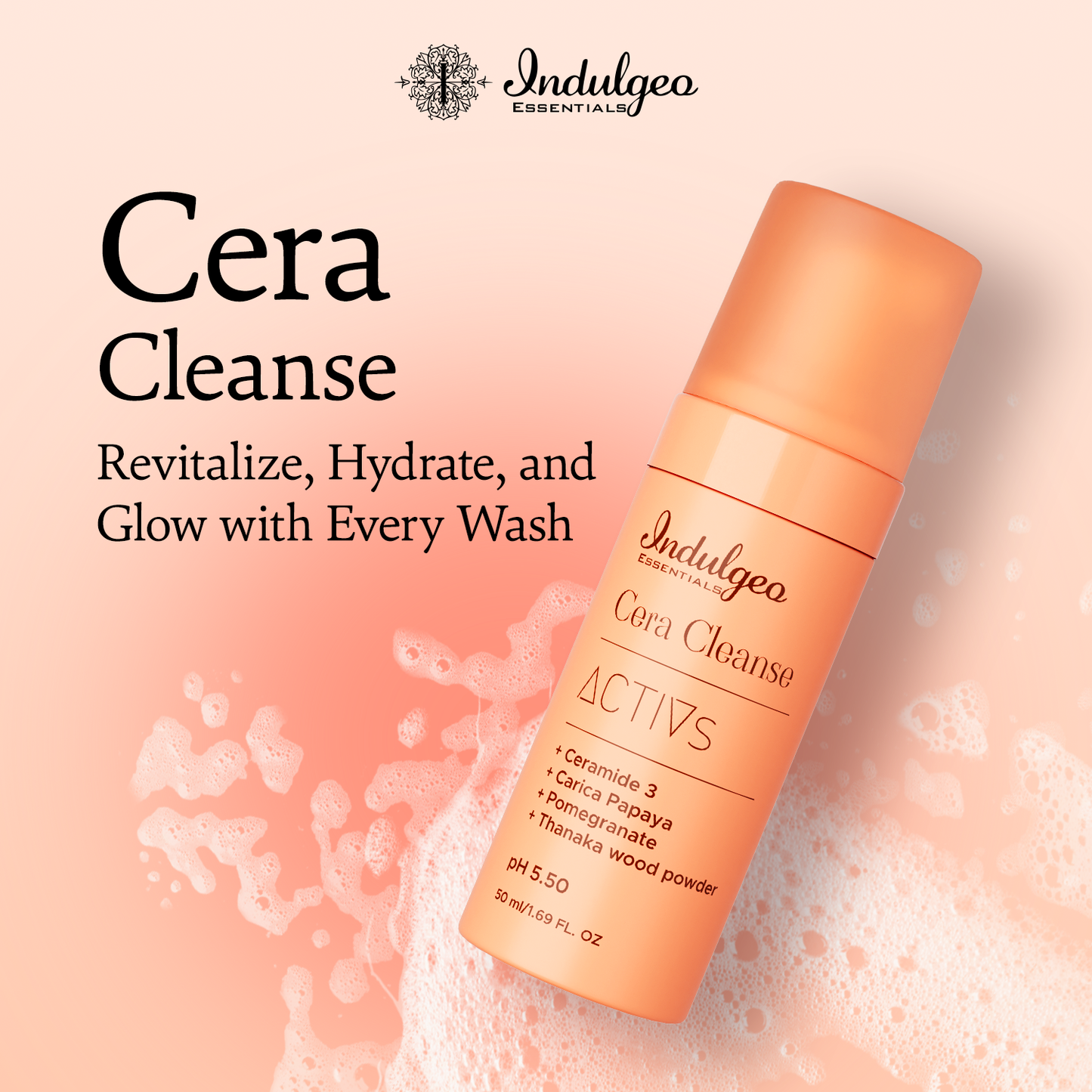 MINI CERA CLEANSE - Ceramide Foaming Face Wash For Barrier Repair & Deep Cleanse (50ml)