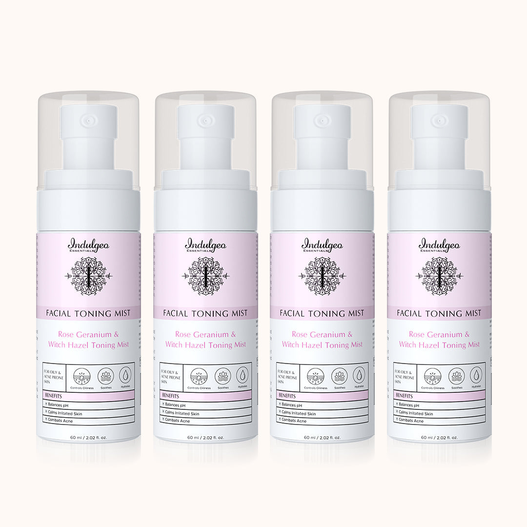 Rose Geranium Witch Hazel Facial Toning Mist For Oily Acne Prone Skin (60ml)