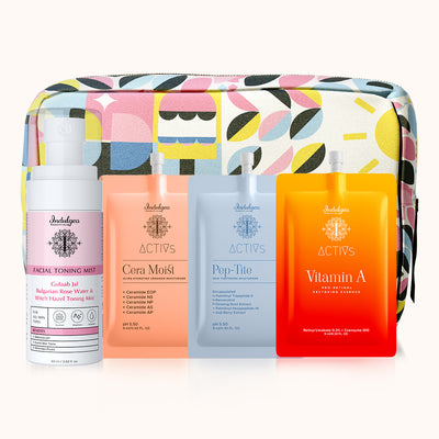 Retinol Sandwich - Mini Discovery Kit (Gulaab Jal Toner 60ml + Cera Moist 9ml + Pep Tite 9ml + Vitamin A 9ml + Canvas Pouch)