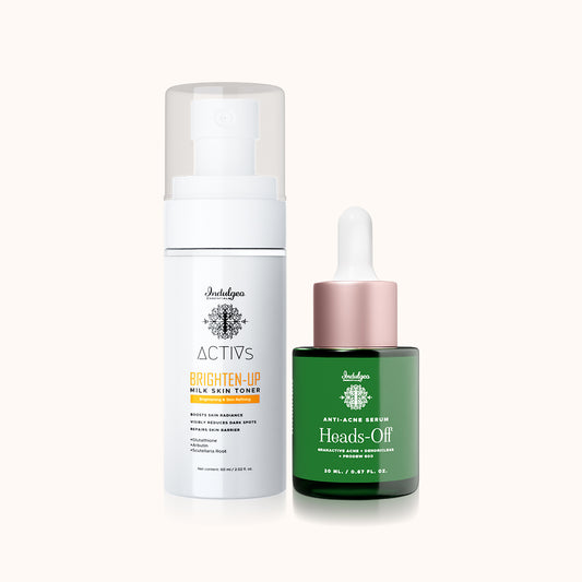 Acne Control & Brightening Combo - Brighten Up Milk Toner 60ml + 1PC Heads Off Anti Acne Serum 20ml