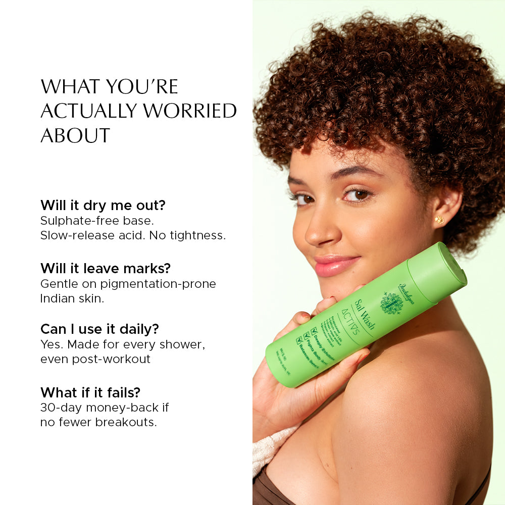 Sal Wash | Salicylic Acid Body Wash for Body Acne, Bacne with 1.5% Encapsulated Salicylic Acid, Papain & Bromelain