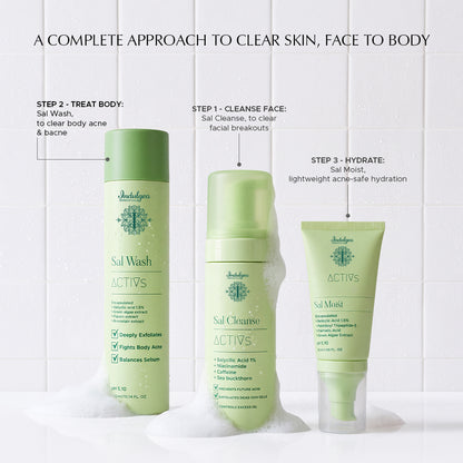Sal Wash | Salicylic Acid Body Wash for Body Acne, Bacne with 1.5% Encapsulated Salicylic Acid, Papain & Bromelain